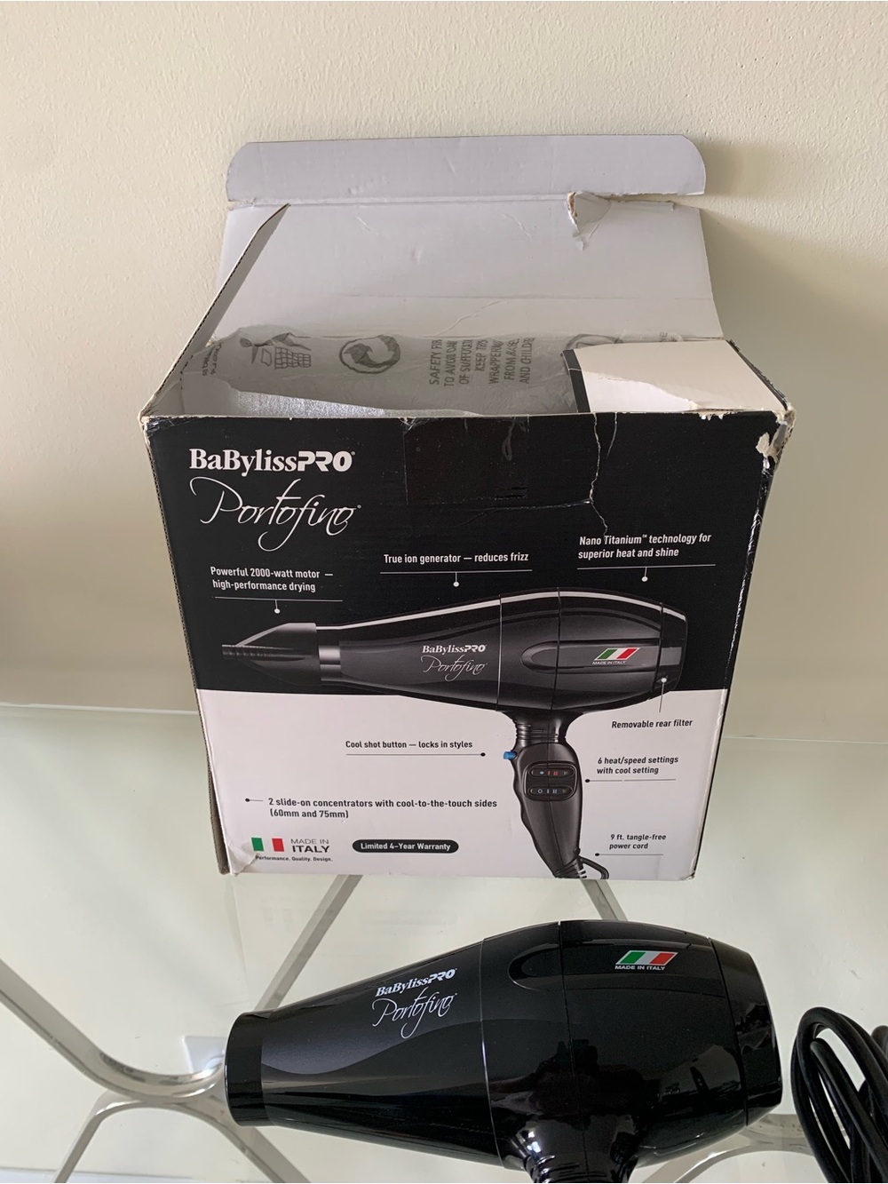 BaBylissPBaBylissPRO Portofino Nano Titanium Hair Dryer 2000 Watts Made in Italy - Picture 8 of 8